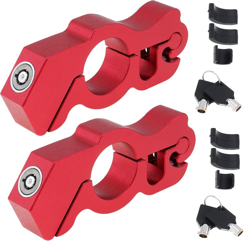 Windance 2Pack Heavy Duty Motorcycle Anti Theft Handlebar Throttle Security Lock Front Brake Lever Lock on Dirt Bike Moped Scooter ATV (Red) - Image 1
